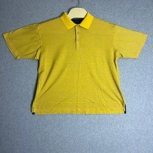 Bobby Jones Men's Yellow Striped Golf Casual‎ Short Sleeve Polo Shirt Size Large